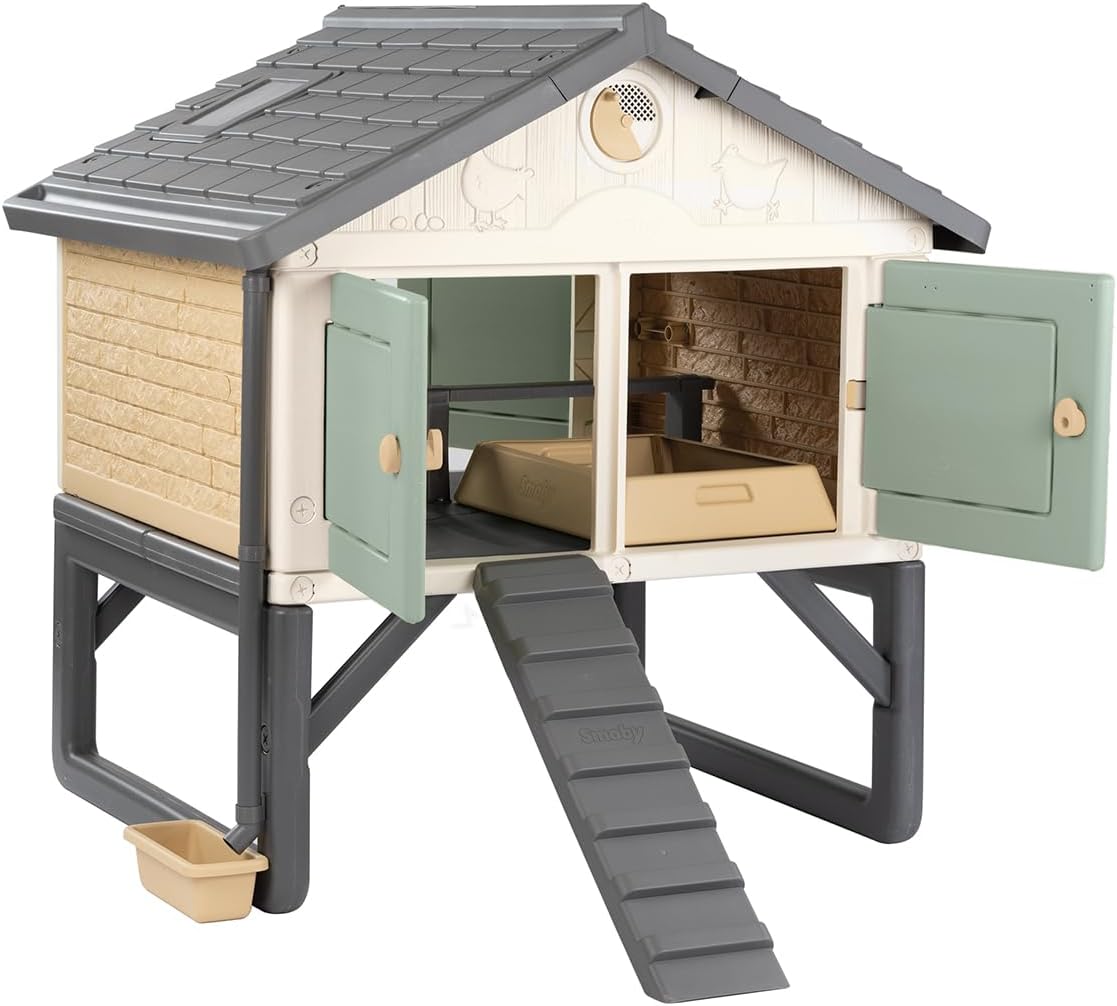 Poulailler en Plastique Smoby Life – Fabriqué en France, Facile à Nettoyer, Pour 2 à 4 Poules